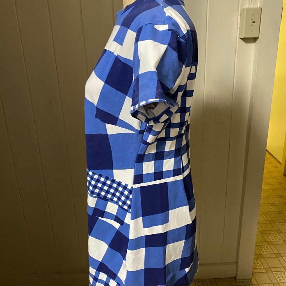 ETRE CECILE sz L GINGHAM A Line Mini Dress Blue - Picture 2 of 8